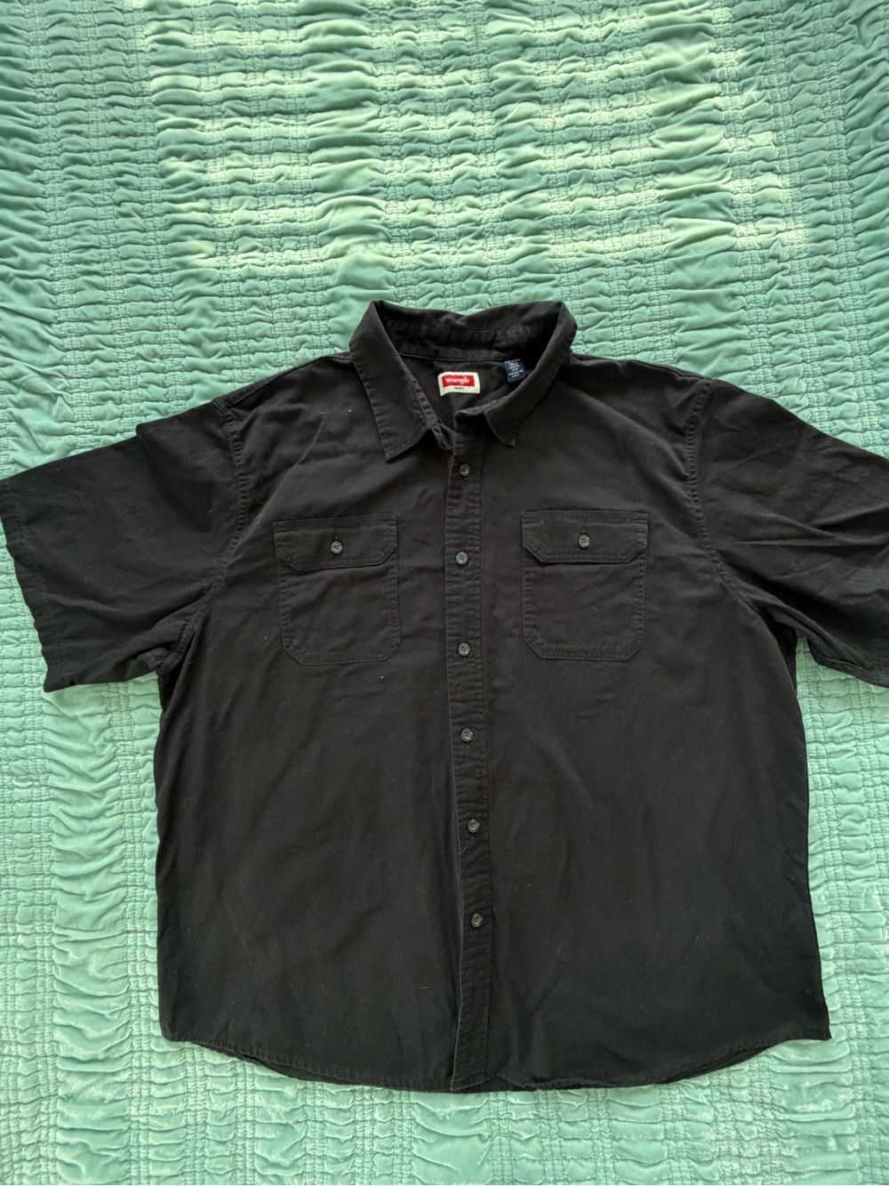 Wrangler Black Short-Sleeve Button-Down Shirt-XXL